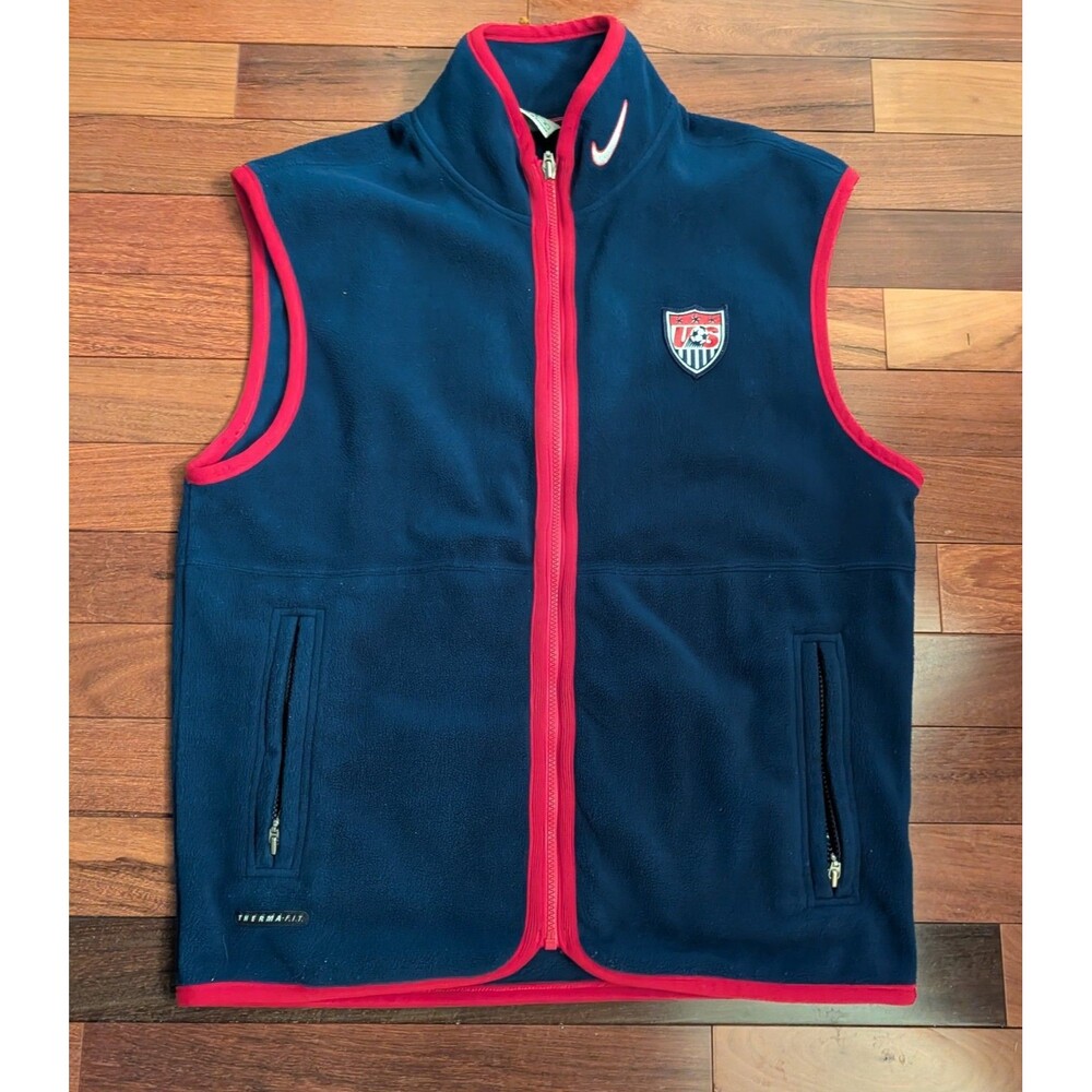 Nike USA USMNT Soccer Vintage Fleece Vest Mens Large Navy
